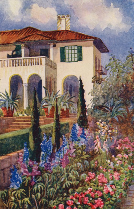 Um canto do Jardim na Villa Arcadia, Joanesburgo (cor litho) de Edith Struben