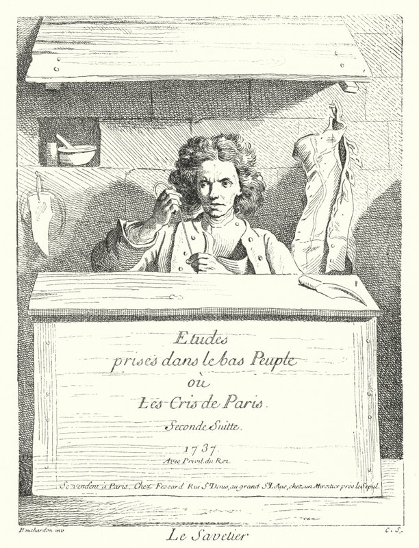 O Cobbler (gravura) de Edmé (after) Bouchardon