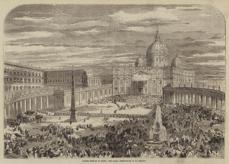 Domingo de Páscoa em Roma, a bênção papal em St Peters de Edmond Morin