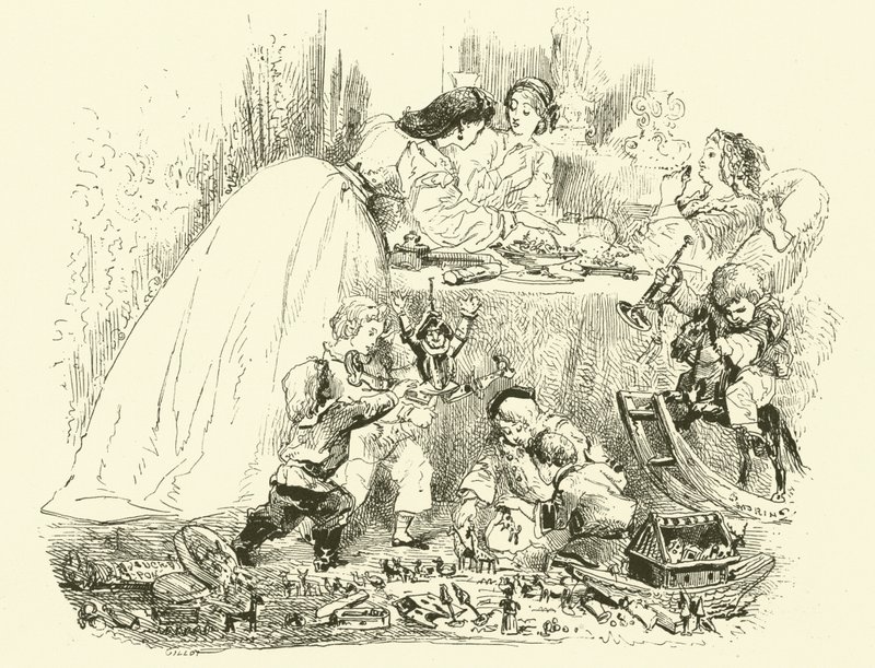 Cenas da vida parisiense: Dia de Ano Novo das crianças (gravura) de Edmond (after) Morin