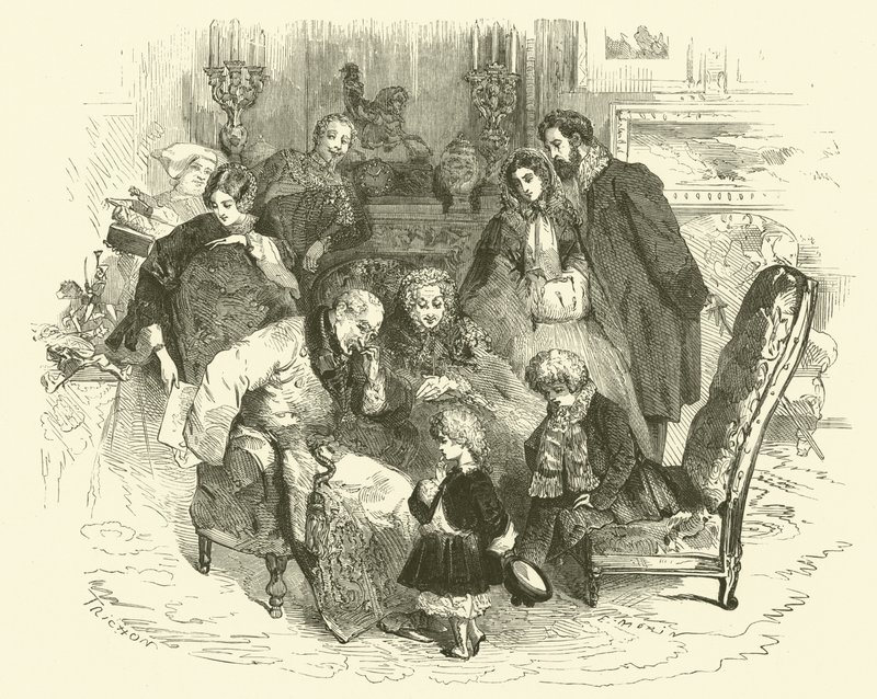 Cenas da vida parisiense: o Dia de Ano Novo dos pais (gravura) de Edmond (after) Morin