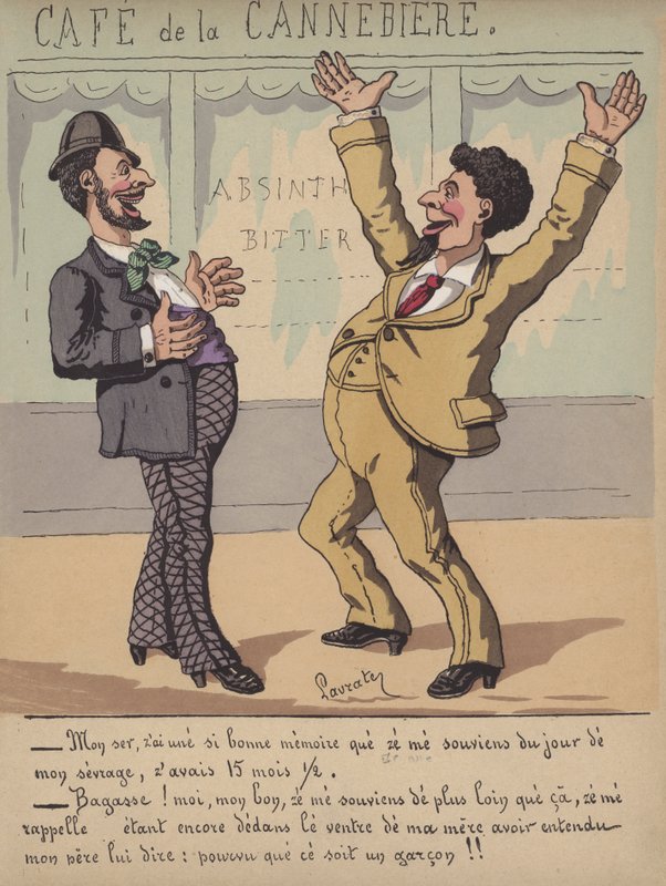 Conversação fora de um café (cor litho) de Edmond Lavrate