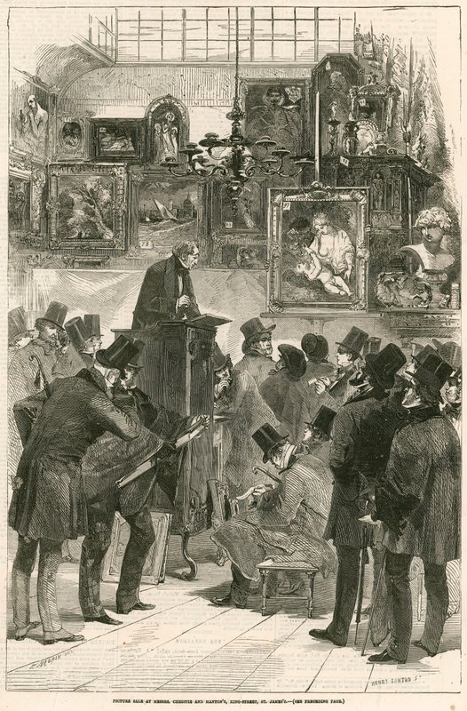 Venda de imagens nos Srs. Christie e Manton, King Street, St. James&39;s, Londres de Edmond Morin