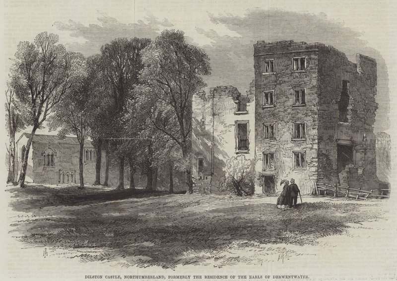 Dilston Castle, Northumberland, anteriormente a Residência dos Condes de Derwentwater de Edmund Morison Wimperis