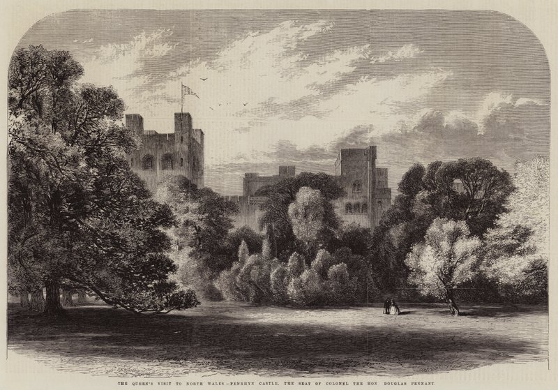 Visita da Rainha ao Norte do País de Gales, Penrhyn Castle, a sede do Coronel o honorável Douglas Pennant de Edmund Morison Wimperis