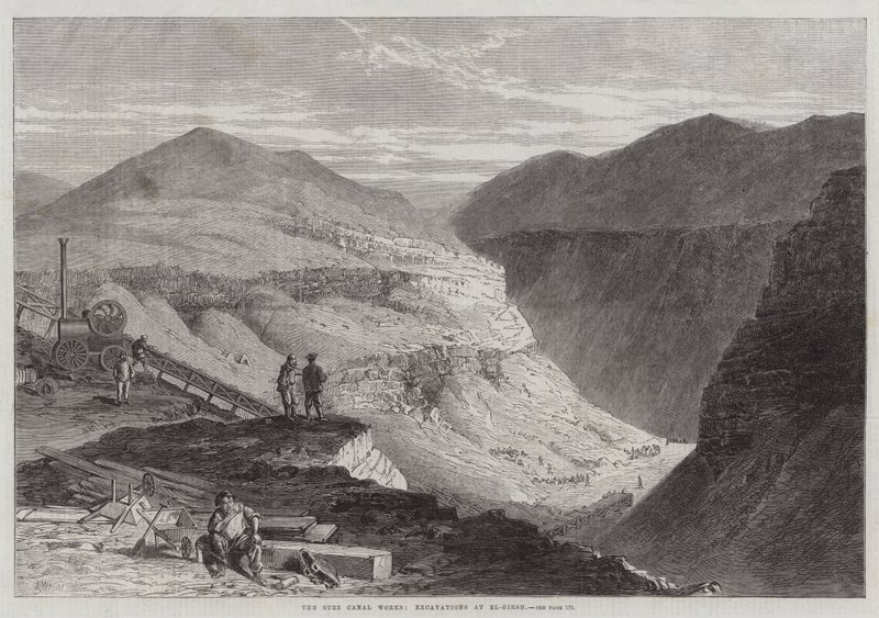 O Canal de Suez funciona, escavações em El-Girsh de Edmund Morison Wimperis