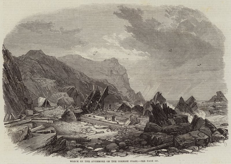 Naufrágio do Avonmore na costa da Cornualha de Edmund Morison Wimperis