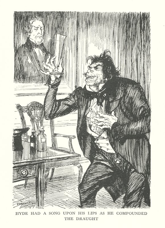 Ilustração para "O estranho caso do Dr. Jekyll e do Sr. Hyde", de R. L. Stevenson (litografia) de Edmund Joseph (after) Sullivan