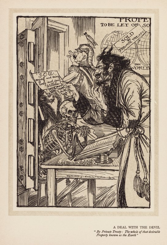 A grinalda do Kaiser: Um acordo com o Diabo (litografia) de Edmund Joseph (after) Sullivan