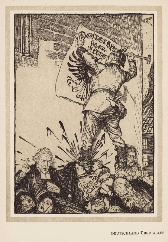 A grinalda do Kaiser: Deutschland Uber Alles (litografia) de Edmund Joseph (after) Sullivan