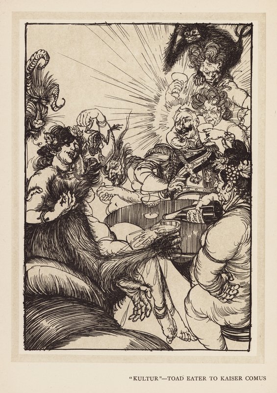 A grinalda do Kaiser: "Kultur", Comedor de sapos para o Kaiser Comus (litografia) de Edmund Joseph (after) Sullivan