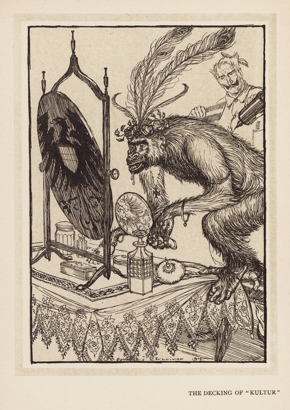 A grinalda do Kaiser: A decoração da "Kultur" (litografia) de Edmund Joseph (after) Sullivan