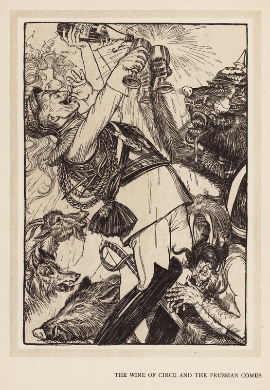 A grinalda do Kaiser: O Vinho de Circe e o Comus Prussiano (litografia) de Edmund Joseph (after) Sullivan