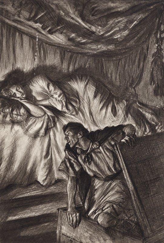 William Shakespeare: Cymbeline, Ato II, Cena 2 (litografia) de Edmund Joseph (after) Sullivan
