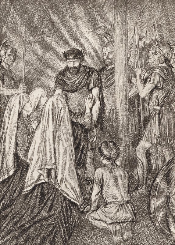 William Shakespeare: A Tragédia de Coriolanus, Ato V, Cena 3 (litografia) de Edmund Joseph (after) Sullivan