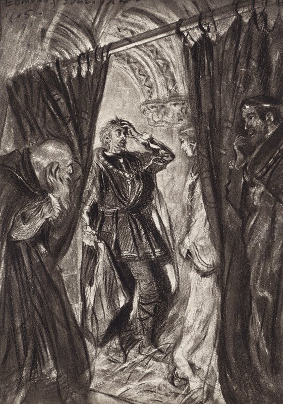 William Shakespeare: A Tragédia de Hamlet, Príncipe da Dinamarca, Ato III, Cena 1 (litografia) de Edmund Joseph (after) Sullivan