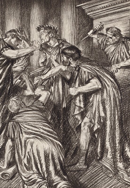 William Shakespeare: A Tragédia de Júlio César, Ato III, Cena 1 (litografia) de Edmund Joseph (after) Sullivan