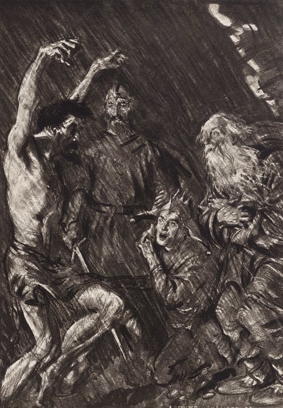 William Shakespeare: A Tragédia do Rei Lear, Ato III, Cena 4 (litografia) de Edmund Joseph (after) Sullivan