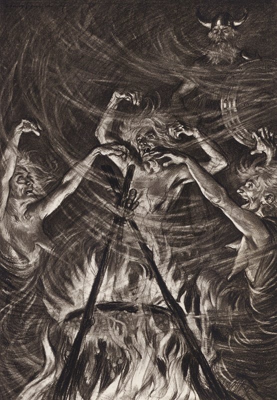 William Shakespeare: A Tragédia de Macbeth, Ato IV, Cena 1 (litografia) de Edmund Joseph (after) Sullivan