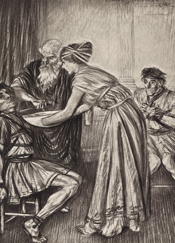William Shakespeare: A Tragédia de Titus Andronicus, Ato V, Cena 2 (litografia) de Edmund Joseph (after) Sullivan