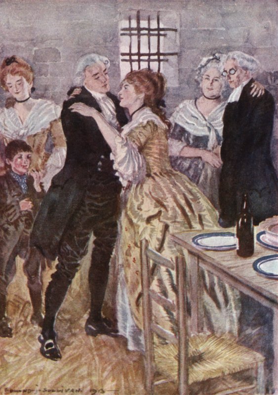 Ilustração para The Vicar of Wakefield de Oliver Goldsmith (cor litho) de Edmund Joseph Sullivan