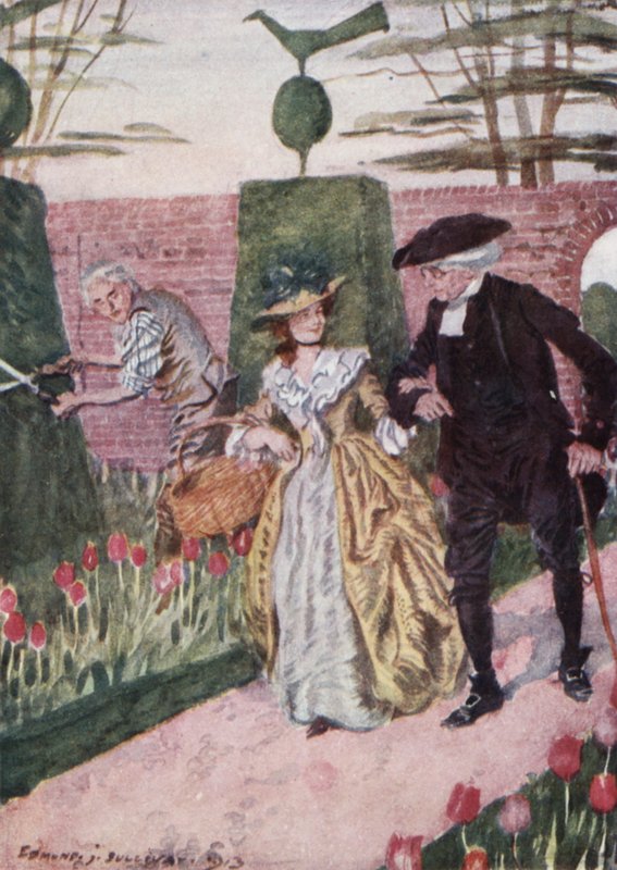 Ilustração para The Vicar of Wakefield de Oliver Goldsmith (cor litho) de Edmund Joseph Sullivan