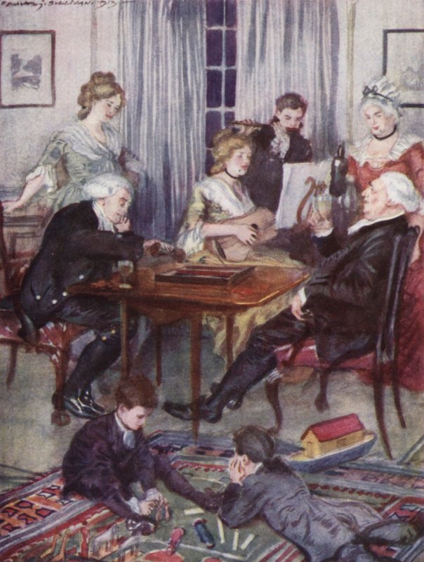 Ilustração para The Vicar of Wakefield de Oliver Goldsmith (cor litho) de Edmund Joseph Sullivan