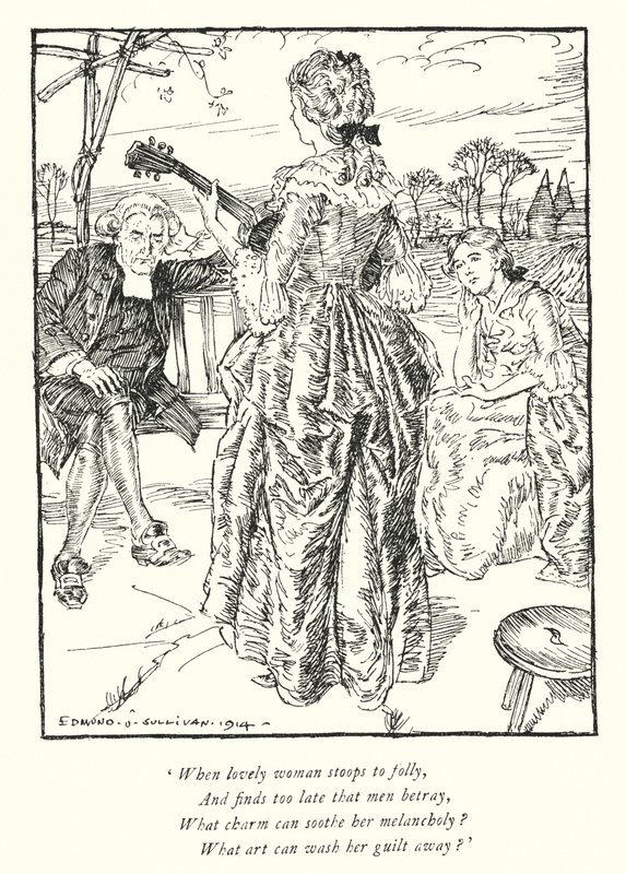 Ilustração para The Vicar of Wakefield de Oliver Goldsmith (litho) de Edmund Joseph Sullivan