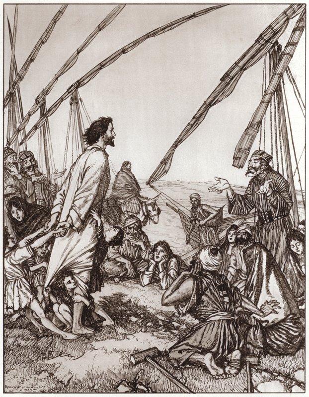 Jesus pergunta: Quem é o meu vizinho? (litho) de Edmund Joseph Sullivan