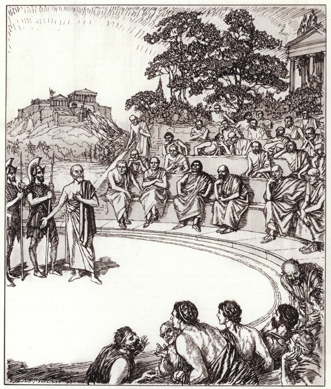 Sócrates perante os seus juízes (litho) de Edmund Joseph Sullivan