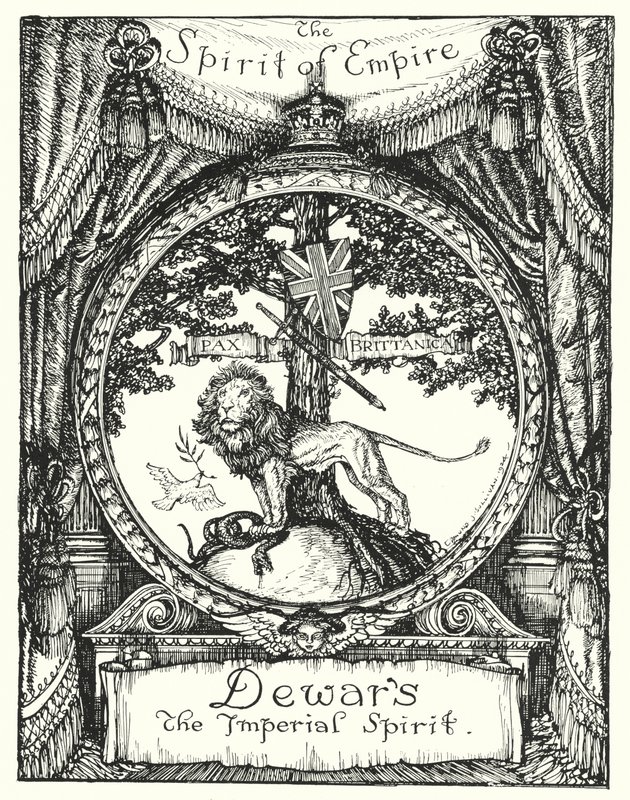 O Espírito do Império, desenho para um anúncio do whisky escocês de Dewar (litho) de Edmund Joseph Sullivan
