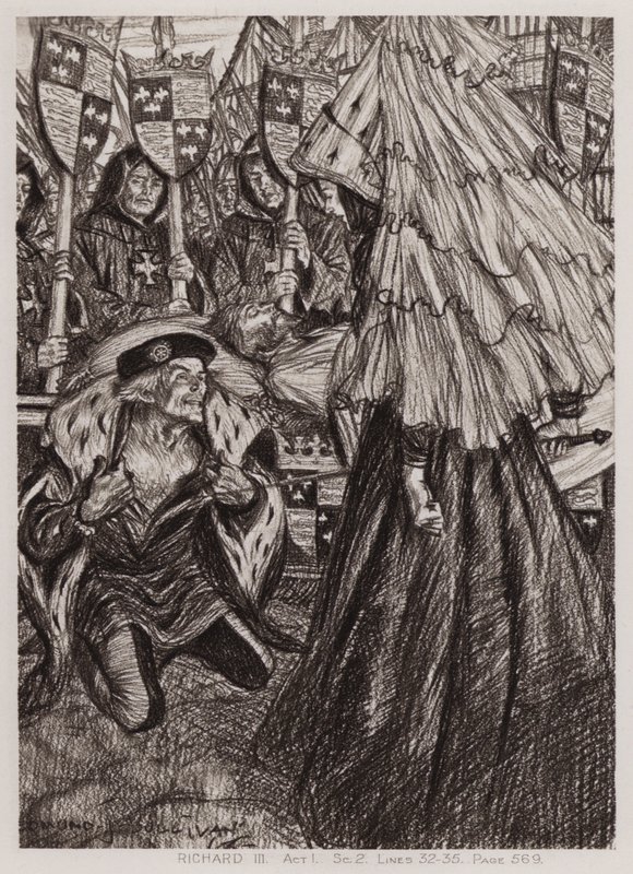 A Tragédia do Rei Ricardo III, Acto I, Cena 2 (litho) de Edmund Joseph Sullivan