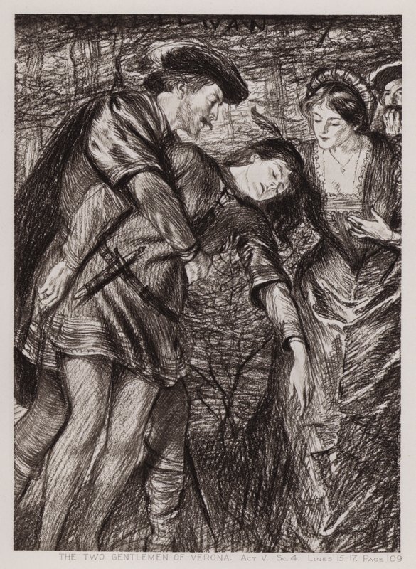 Os Dois Cavalheiros de Verona, Acto V, Sc 4 (litho) de Edmund Joseph Sullivan