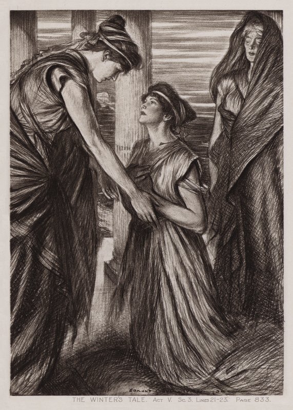 O Conto de Inverno, Acto V, Cena 3 (litho) de Edmund Joseph Sullivan