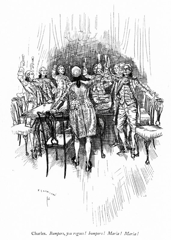 Ilustração para Sheridans A Escola para o Escândalo de Edmund Joseph after Sullivan