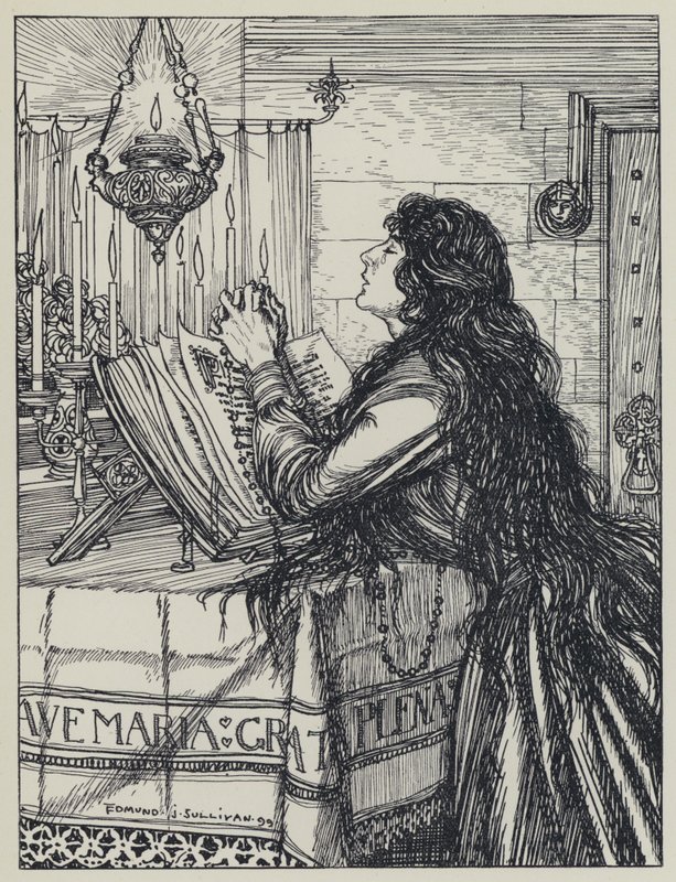 Tennyson, ilustração para um sonho de mulheres justas e outros poemas de Edmund Joseph after Sullivan