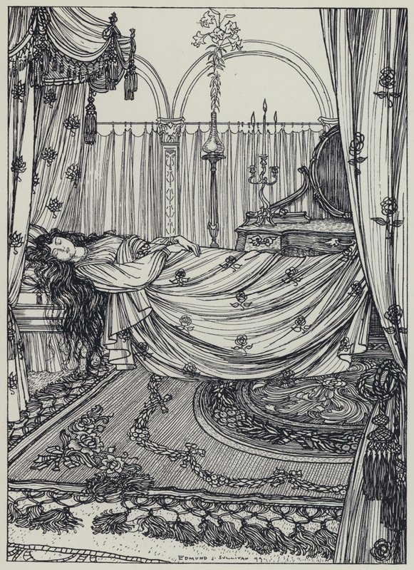 Tennyson, ilustração para um sonho de mulheres justas e outros poemas de Edmund Joseph after Sullivan