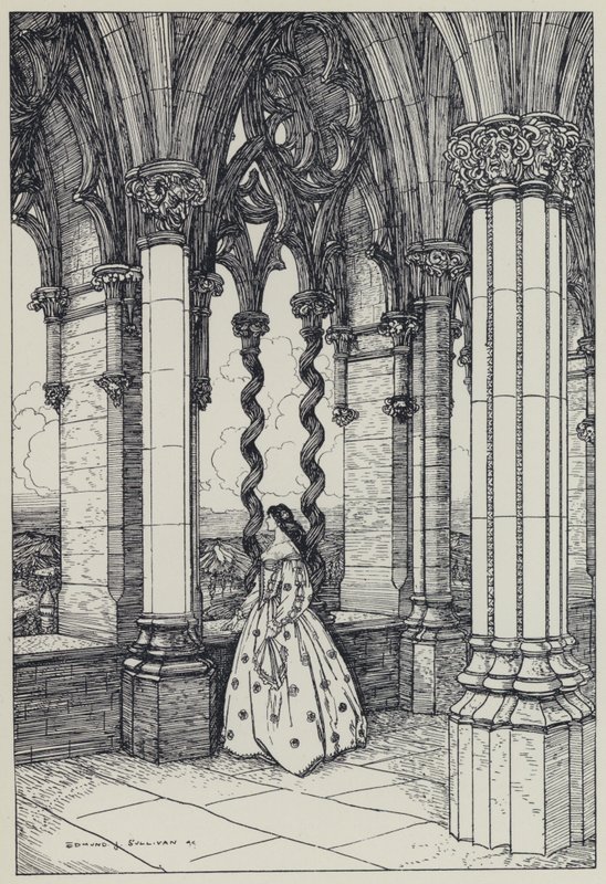 Tennyson, ilustração para um sonho de mulheres justas e outros poemas de Edmund Joseph after Sullivan