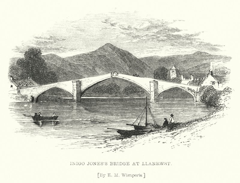 Ponte de Inigo Jones em Llanrwst (gravura) de Edmund Morison (after) Wimperis