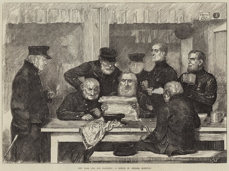 Novas guerras e guerreiros antigos, um esboço no Hospital Chelsea de Edmund Richard White