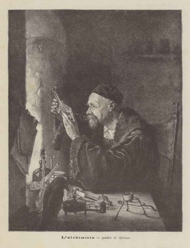Lalquimista, pintura de Hellmer de Edmund Ritter von Hellmer
