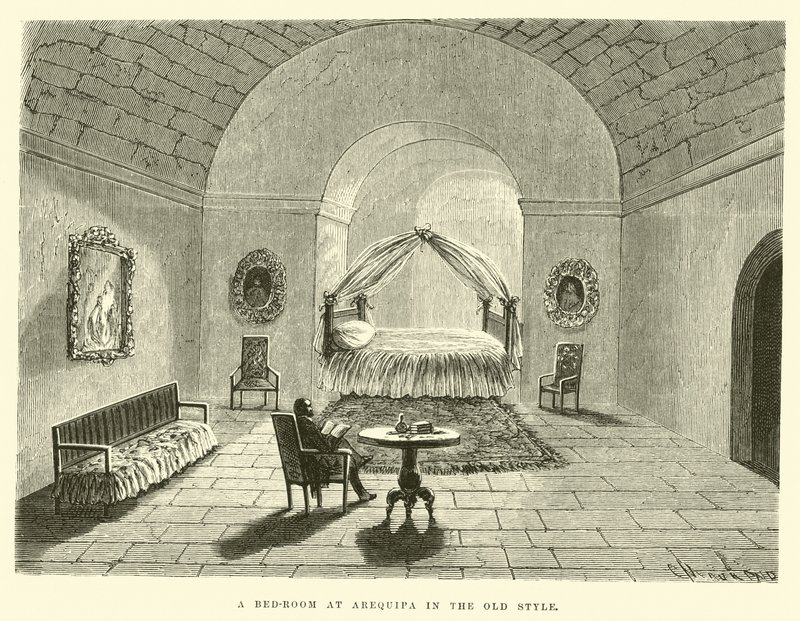 Um quarto de cama em Arequipa no estilo antigo de Edouard Riou