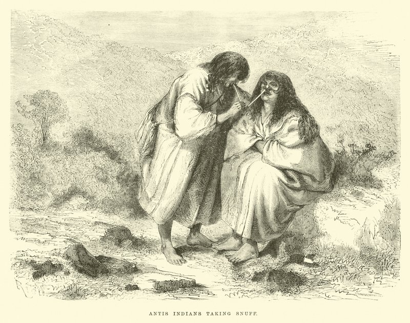 Índios Antis tomando rapé de Edouard Riou