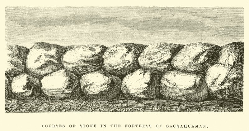 Cursos de pedra na fortaleza de Sacsahuaman de Edouard Riou