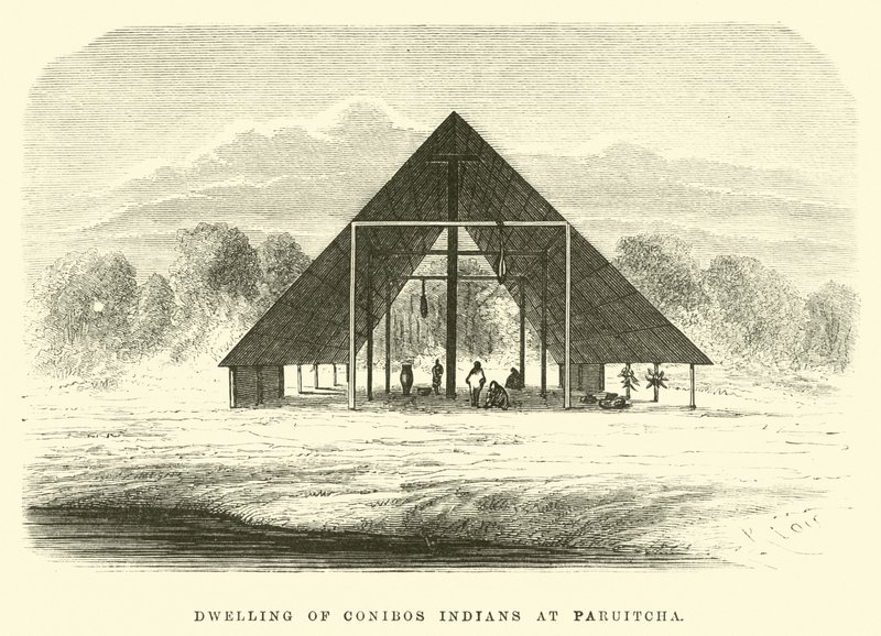 Moradia dos índios Conibos na Paruitcha de Edouard Riou