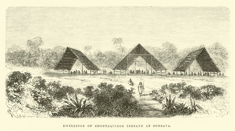Habitações de índios Chontaquiros em Consaya de Edouard Riou