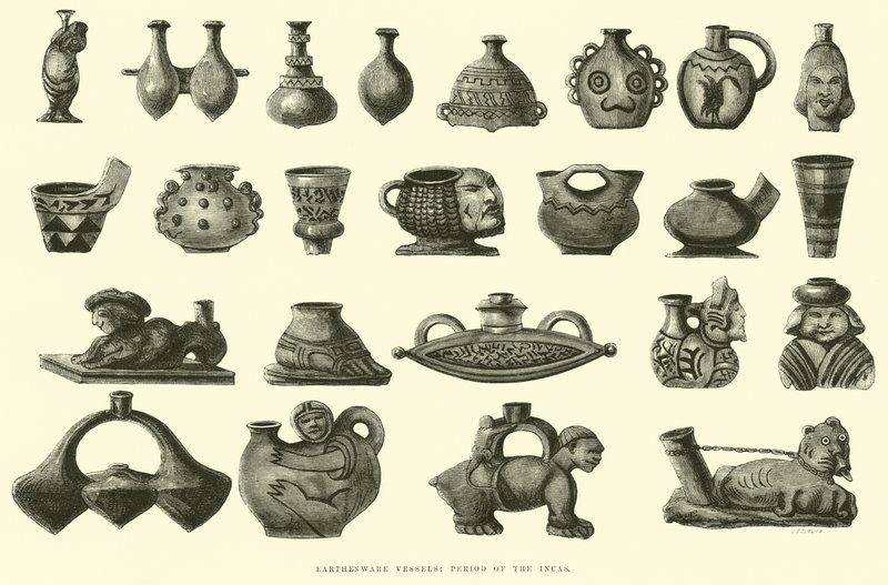 Vasos de barro, Período dos Incas de Edouard Riou