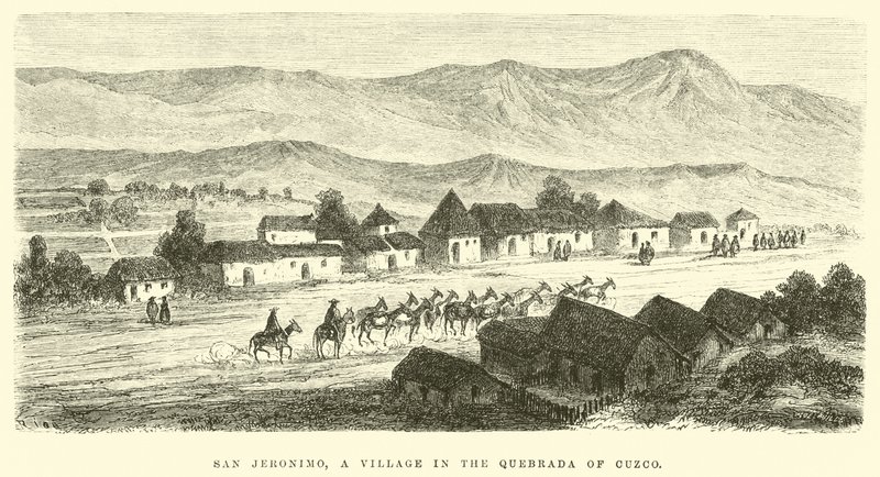 San Jeronimo, uma aldeia na Quebrada de Cuzco de Edouard Riou