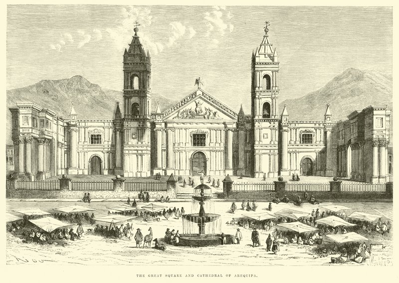 A Grande Praça e a Catedral de Arequipa de Edouard Riou