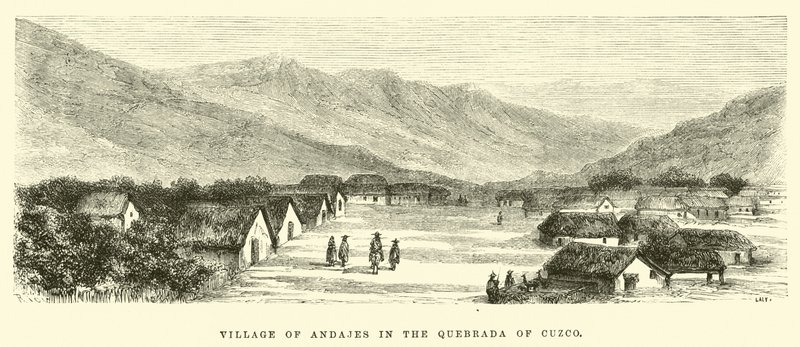 Aldeia de Andajes na Quebrada de Cuzco de Edouard Riou